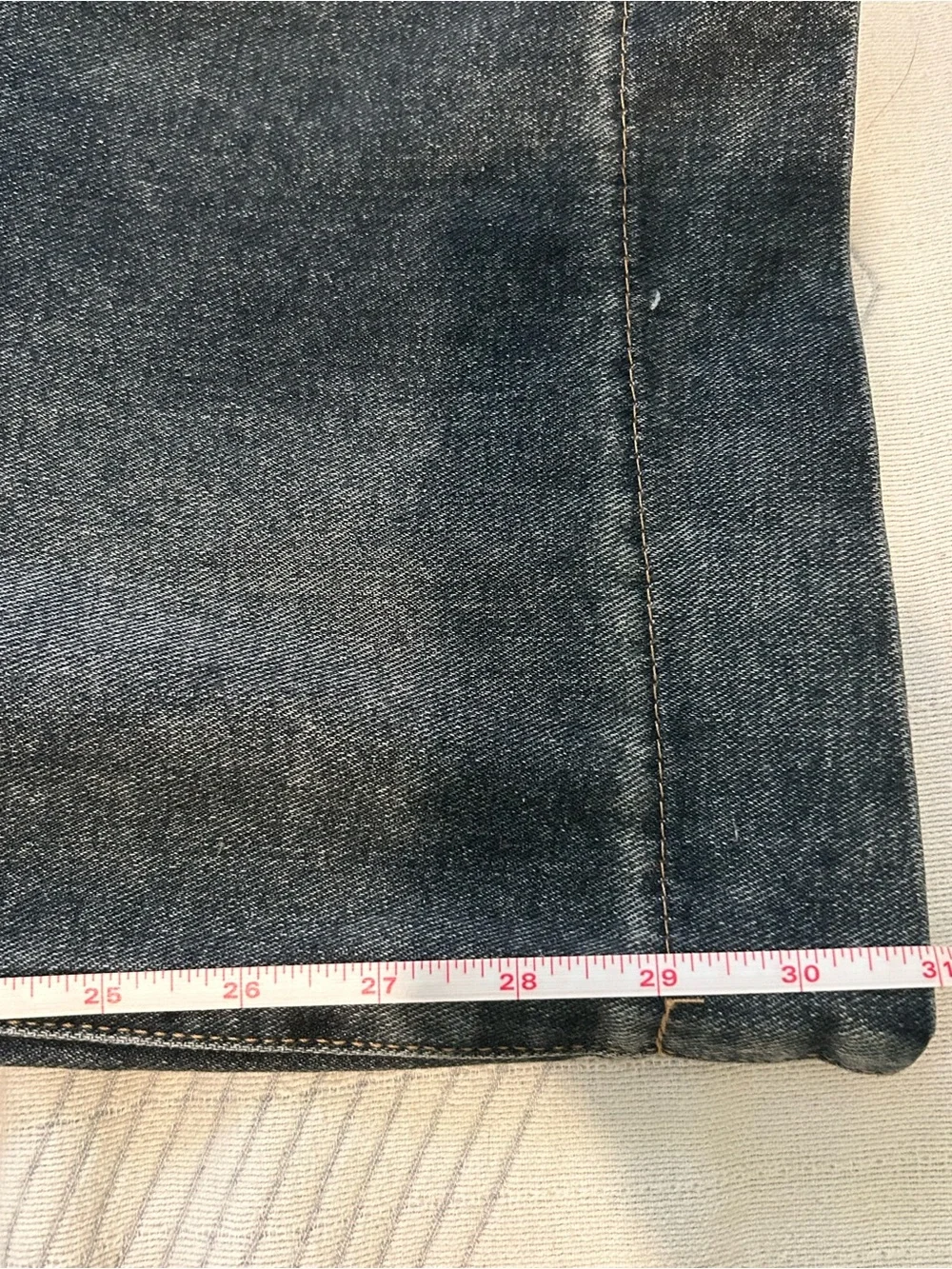CHANEL Dark Blue Denim Jeans with Gold Chain Trim